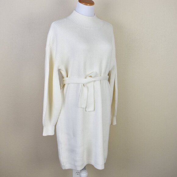 Maeve Long Sleeve Mock Neck Tie Waist Sweater Dress - S - Picture 9 of 11